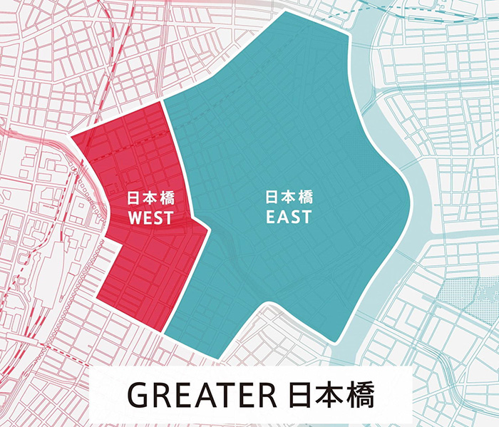 Map showing the extent of GREATER Nihonbashi
